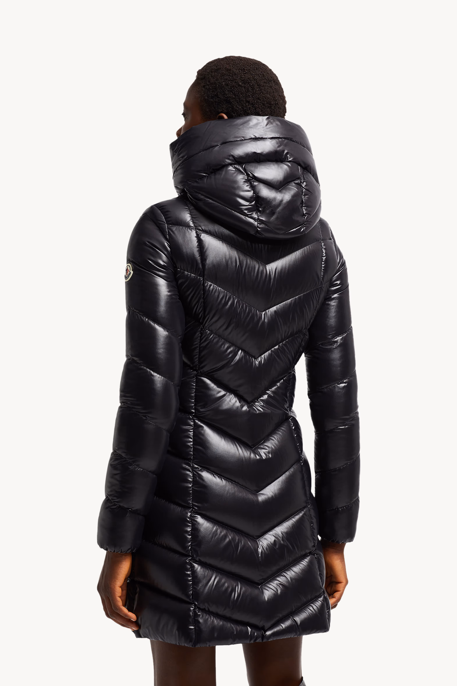 Marus Hooded Geometric-Quilted Long Down Jacket Women Black Moncler 5